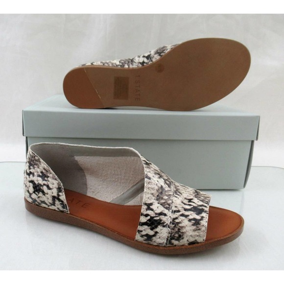 1.State Celvin Slide D'Orsay Flat Sandals Roccia Snake Print Leather Size 7 - Picture 8 of 8